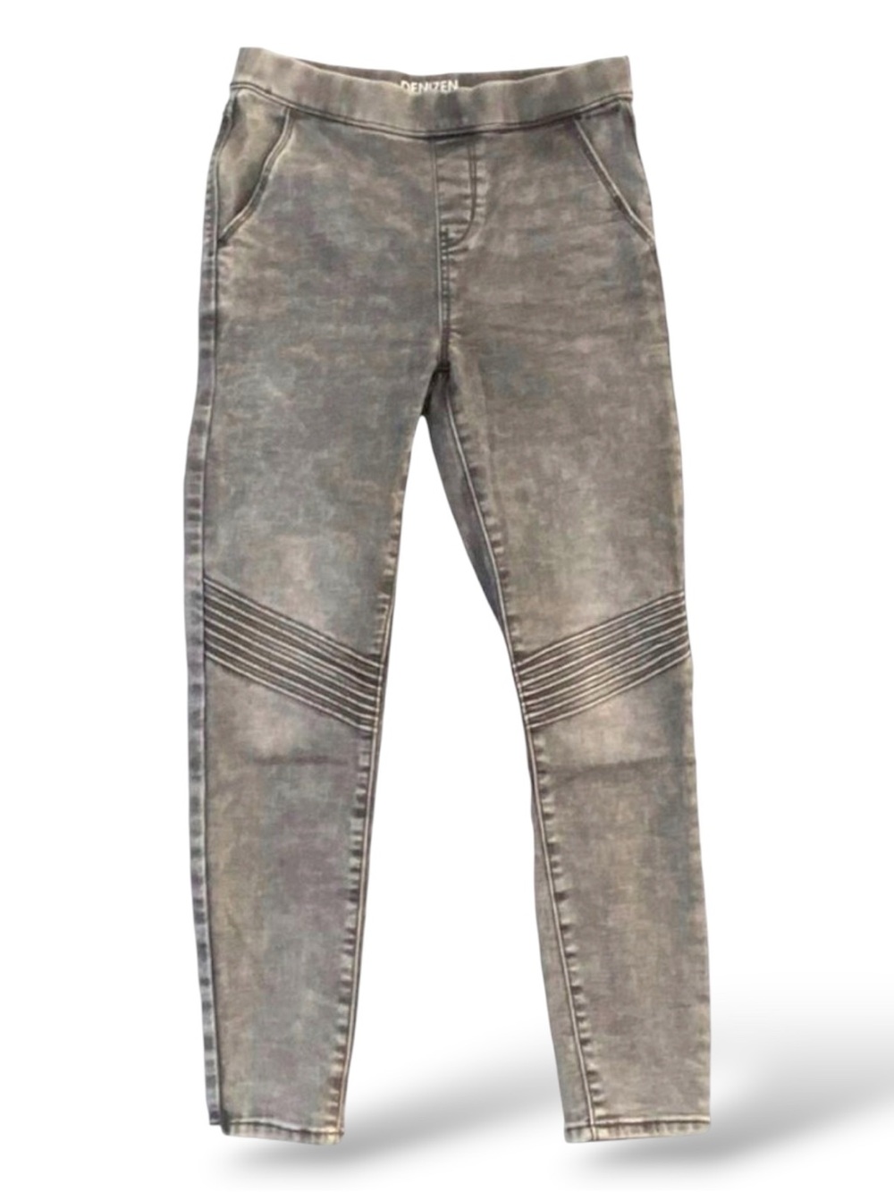 Denizen Levis jeans pull on biker acid wash grey stretch denim pockets small